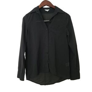 Womens Sheer Black Button Up Shirt XS Aeropostale Long Sleeve Blouse